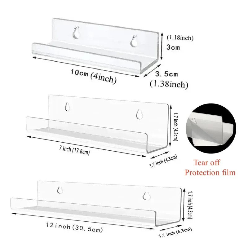 Dimensions of clear acrylic record shelves