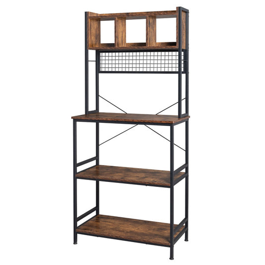 5-Tier Bakers Rack with 10 S-Shaped Hooks and 3 Cubes