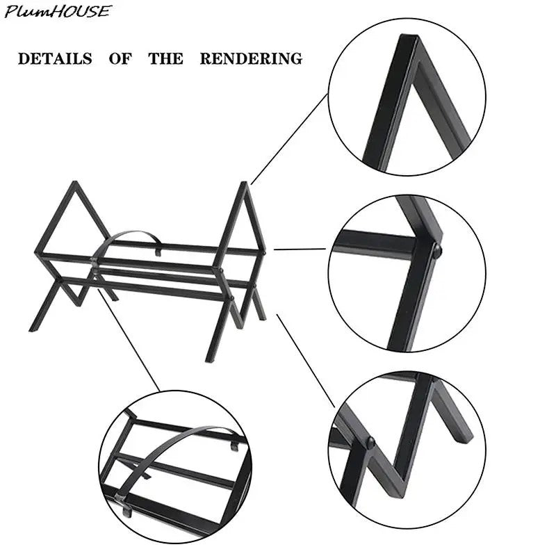 Closeup images of the single tier metal vinyl record stand